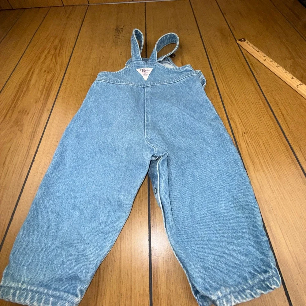 Vintage‎ Baby Bgosh OshKosh Denim Overalls 18M Light Wash Made in USA Vestbak